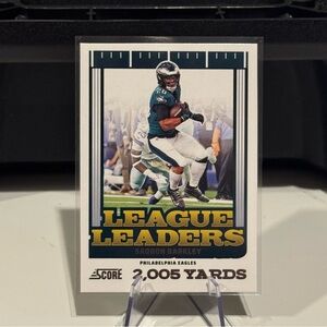 🔥 2025 Panini Score Saquon Barkley League Leaders 2005 Rushing yards Card EAGLES